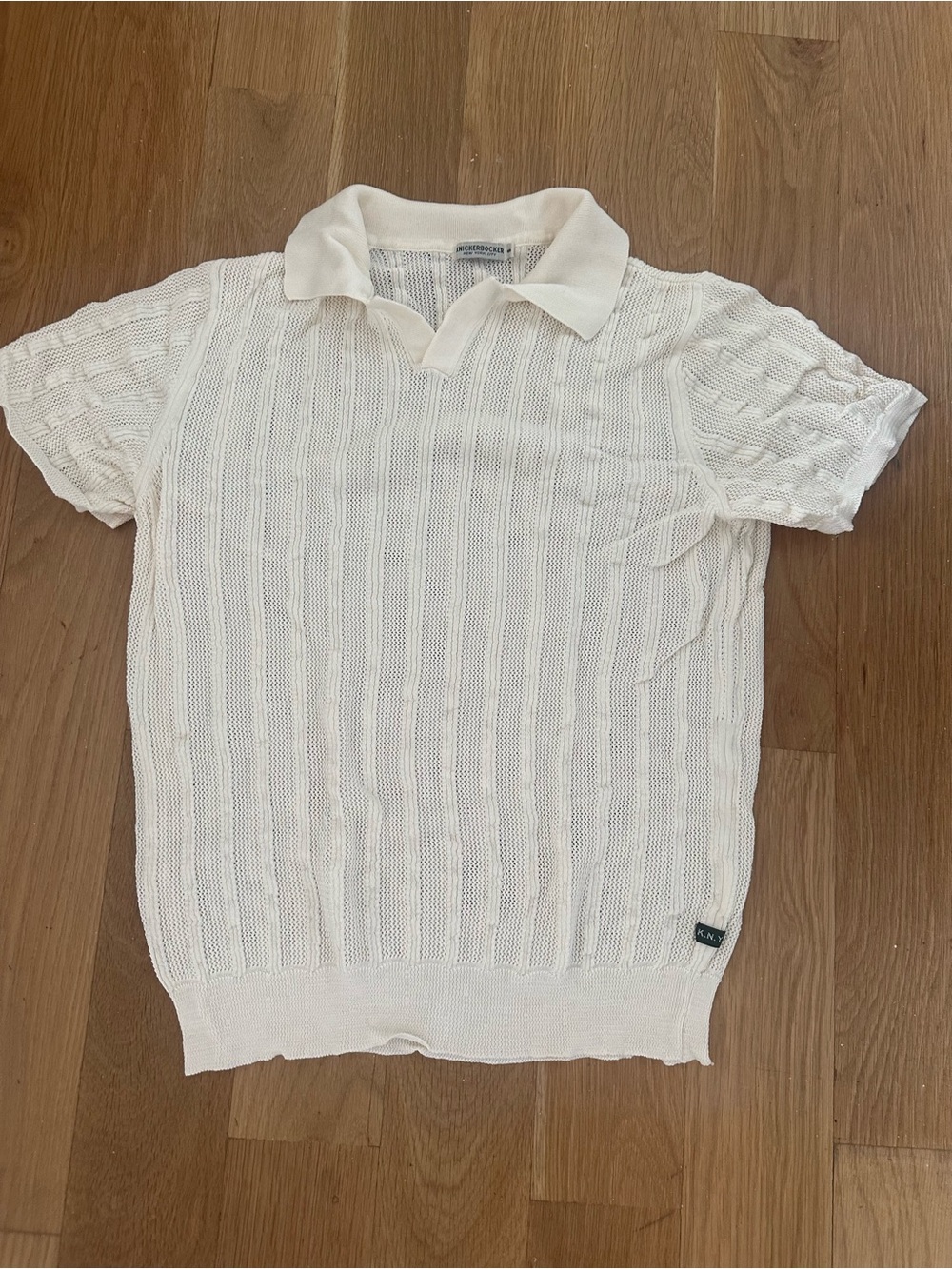 Men's White Knit Polo Shirt